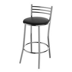 Imagem de Banqueta Cozinha Cromada Redonda Veneza Alta 70cm Flape