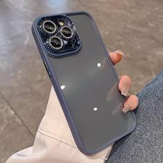 Imagem de Estojo rígido transparente luxuoso Hybrid Armor Glitter Diamond para iPhone 14 Pro Max 13 12 11 Chapeamento Tampa de proteção de lente de câmera, azul claro, para iphone 13Pro
