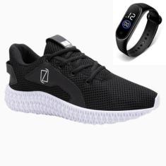 Imagem de Tênis Masculino Academia Caminha Leve Conforto Dia a Dia Com Relógio-Masculino