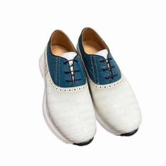 Imagem de Tênis masculino autêntico de pele de crocodilo de cor mista, couro de jacaré, exótico, genuíno, masculino, com cadarço macio, Azul, 39