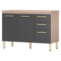 Imagem de Balcão Para Cozinha Com Tampo 3 Portas e 2 Gavetas Miss Avena Grafito Demóbile