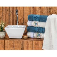 Imagem de Kit Jogo de Banho e Toalhas Ponto Russo 05 peças 100% Algodão - Bia En