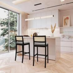 Imagem de Kit 2 Banquetas com Encosto e Apoio para Pés Tiê Cabecasa Madeiramadeira Preto/Cinza