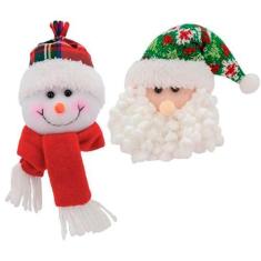 Imagem de Kit 6 Enfeites Árvore Natal Pendente Papai Noel E Boneco De Neve