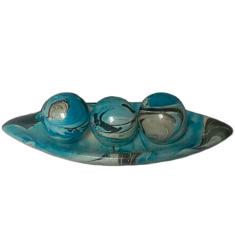 Imagem de Centro de Mesa Barca Premium Com 3 Esferas em Cerâmica - Azul Orion