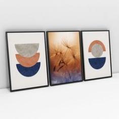 Imagem de Quadro Decorativo Para Sala Abstrato Dente-de-Leão Kit Com Moldura Grande - Bimper