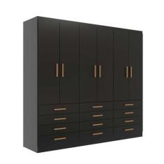Imagem de Guarda-Roupa Casal New Monaco 6 Pt 12 Gv Preto - Modern