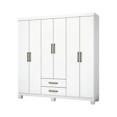 Imagem de Guarda Roupa Casal Aries 6 Portas e 2 Gavetas Branco - Carioca Móveis
