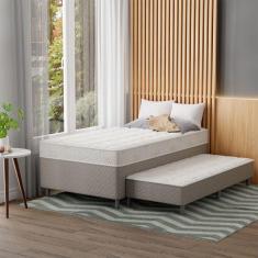 Imagem de Cama Box Conjugada Solteirão com Cama Auxiliar Premier Unibox Molas Ensacadas (63x108x198) Bege