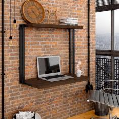 Imagem de Escrivaninha Suspensa Industrial Milos Preto/imbuia - Moveis Arapongas