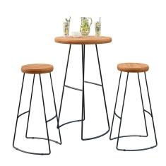 Imagem de Kit Mesa Bistrô Redonda E 2 Banquetas Alta Astra Base Metálica - Pallazio