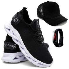 Imagem de Kit Tênis Masculino Academia e Corrida + Boné + Digital-Masculino
