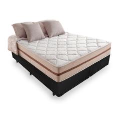 Imagem de Cama Box Super King Preta + Colchão De Molas Ensacadas - Anjos - Classic - 193x203x61cm