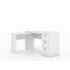 Imagem de Mesa Escritório De Canto Com 3 Gavetas Me4101 Branco - Tecnomobili - T