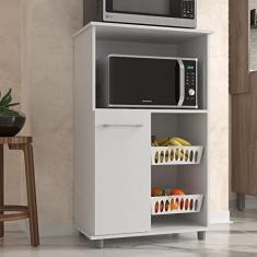 Imagem de Balcão de Cozinha para Forno e Fruteira com 2 Cestos J Carvalho Branco