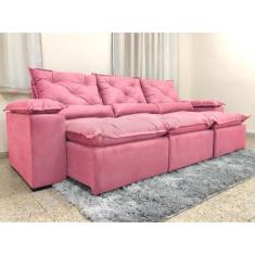 Imagem de Sofá Retrátil e Reclinável 2,70m em Tecido Veludão C/Pillow nos Braços Athenas