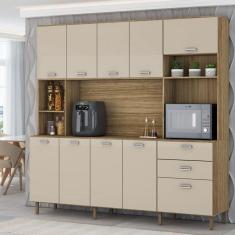 Imagem de Cozinha Compacta Luiza 10 Portas 2 Gavetas Freijó/Vanilla - Panorama Móveis