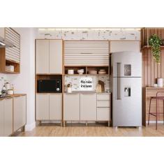 Imagem de Cozinha Modulada Completa Esplêndida 4 Peças (2Aéreos+1Balcão+1TorreQuente) C4P182 Freijo/Off White - MGM