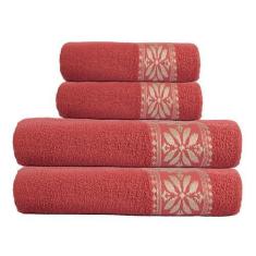 Imagem de Jogo de Toalhas Grandes 4 Peças 100% Algodão Ótima Absorção - Bella En