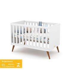 Imagem de Berço Americano Que Vira Caminha Gold 100% MDF Cor Branco Soft com Eco Wood - Matic Móveis