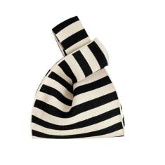 Imagem de Aaspad Bolsa de mão de malha para mulheres, bolsa de mão, bolsa de mão para celular, bolsa clutch de bolso, alça de crochê, pequena, Barra branca + preta