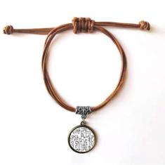 Imagem de DIYthinker Pulseira de couro com estampa de ilustração de grão de arte hexagonal com corda de couro marrom joia presente