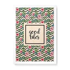 Imagem de Arte Maníacos Quadro Decorativo em Madeira Good Vibes - 23x16,25cm (Moldura caixa em laca )