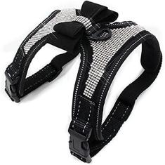 Imagem de Teleyi Peitoral para cães com strass, colete refletivo com gravata borboleta brilhante para cães pequenos, médios e grandes, colares ajustáveis pretos