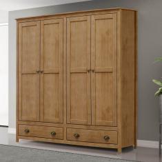 Imagem de Guarda-Roupa Topázio 4 Portas 2 Gavetas Madeira Pinus Freijó - Finestra