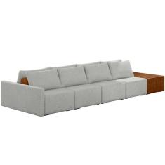 Imagem de Sofá Ilha Modular Para Sala 432cm Com Puff Dublin K01 Linho Cinza Sintético Caramelo - Lyam Decor