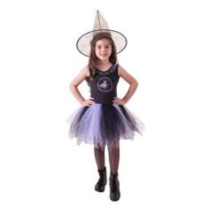 Imagem de Fantasia Bruxa Feiticeira Vestido Com Chapeu Infantil - LEGSS, Roxo, G
