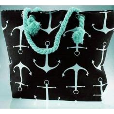 Imagem de Bolsa De Lona C Alca De Corda Sacola De Praia Ancora - Não Informada, 