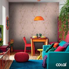 Imagem de Papel De Parede Zara Rosê Fio Gold Ouro Auto Colante 6M