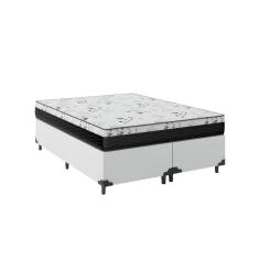 Imagem de Cama Box Casal Bipartido 138 Sintético Branco com Colchão Espuma D33 One Face - Bello Box - 58X138X188
