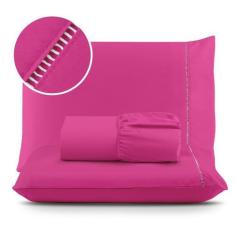 Imagem de Jogo De Lençol 03 Peças 400 Fios Micropercal Ponto Palito - Cama Solte