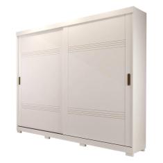 Imagem de Guarda Roupa Casal Em Mdf 2 Portas De Correr 4 Gavetas Internas E Pés Móveis Branco Branco
