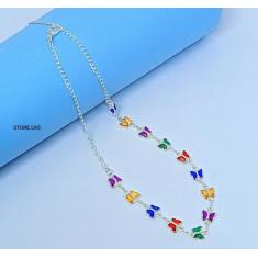 Imagem de Colar Choker Feminino Adulto E Infantil Com Pedras Cristais Borboletas