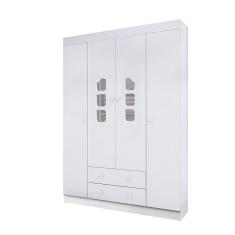 Imagem de Guarda Roupa Infantil 2 Gavetas 4 Portas Roupeiro Com Nichos Lívia Detalhe Janela Bco - Phoenix Baby