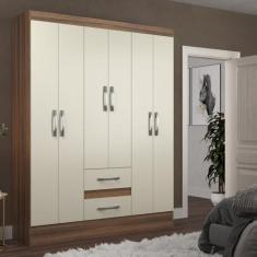 Imagem de Guarda-roupa Solteiro 6 Portas 2 Gavetas Magistral Castanho