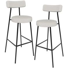 Imagem de Kit 02 Banquetas Alta Cozinha Bar Sala Jantar Estrutura Em Aço Milão L02 Bouclê Cru