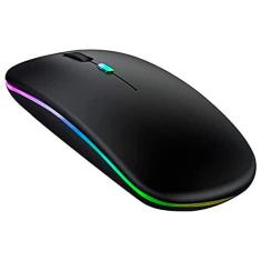 Imagem de Mouse Sem Fio Wireless Recarregável RGB Gamer 1600dpi (Preto