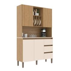 Imagem de Armário Kit Cozinha com 4 Portas, 3 Gavetas Ac4430 Naturalle/cristalo/petra