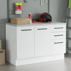 Imagem de Balcão Multiuso 120cm 2 Portas 3 Gav Branco Agata Madesa