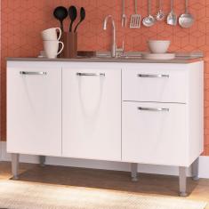 Imagem de Balcão De Cozinha 3 Portas 1 Gaveta Branco - Irm Móveis