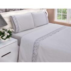 Imagem de Jogo lençol Tulipa quarto casal king bordado 4 peças 2fronha