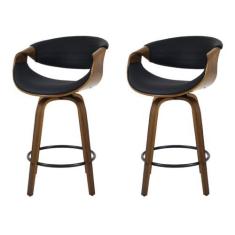 Imagem de Kit 2 Banquetas Nicole Giratória com Assento em Madeira Laminada e Apoio para Pés, Design Sofisticado e Confortável