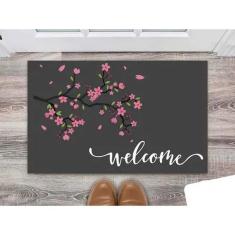 Imagem de Tapete Capacho Decorativo Entrada Porta Sala Welcome floral