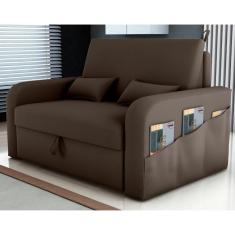 Imagem de Sofá Cama 2 Lugares Com Baú Hiram Veludo Marrom