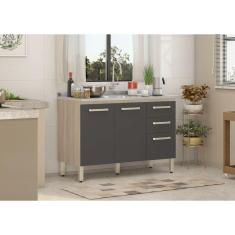 Imagem de Balcão Gabinete de Pia Miss 120cm Avena/Grafito S/ Tampo