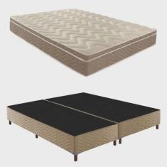 Imagem de Box Queen Júlia 42x158x198cm com Colchão Queen Unique Anatômico D28 25x158x198cm Rustico Bege